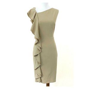 Calvin Klein Tan Sleeveless Ruffle Dress - Size 8